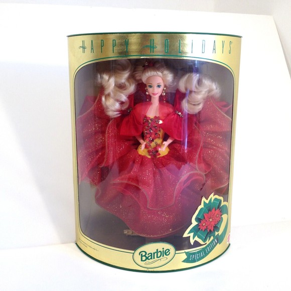Happy Holidays Special Edition Barbie Doll 1993 Red Gold Victorian Christmas - Picture 1 of 12